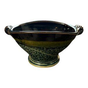 Royce Yoder Ceramic Bowl – Handcrafted Stoneware, Blue-Green Glaze, Unique Marki